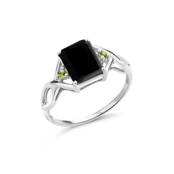 2.20 CT Sterling Silver Peridot 3 Stone Ring